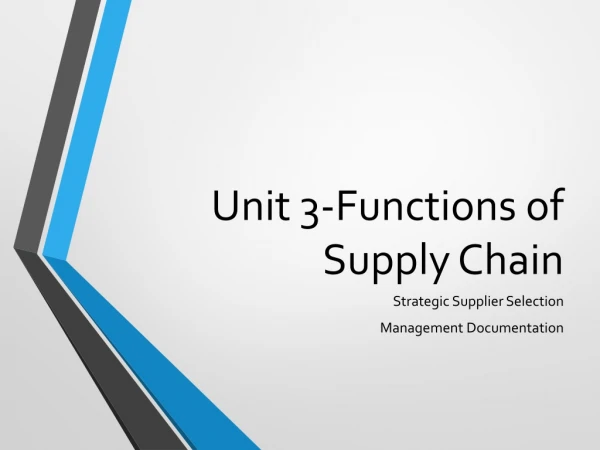 Unit 3-Functions of Supply Chain