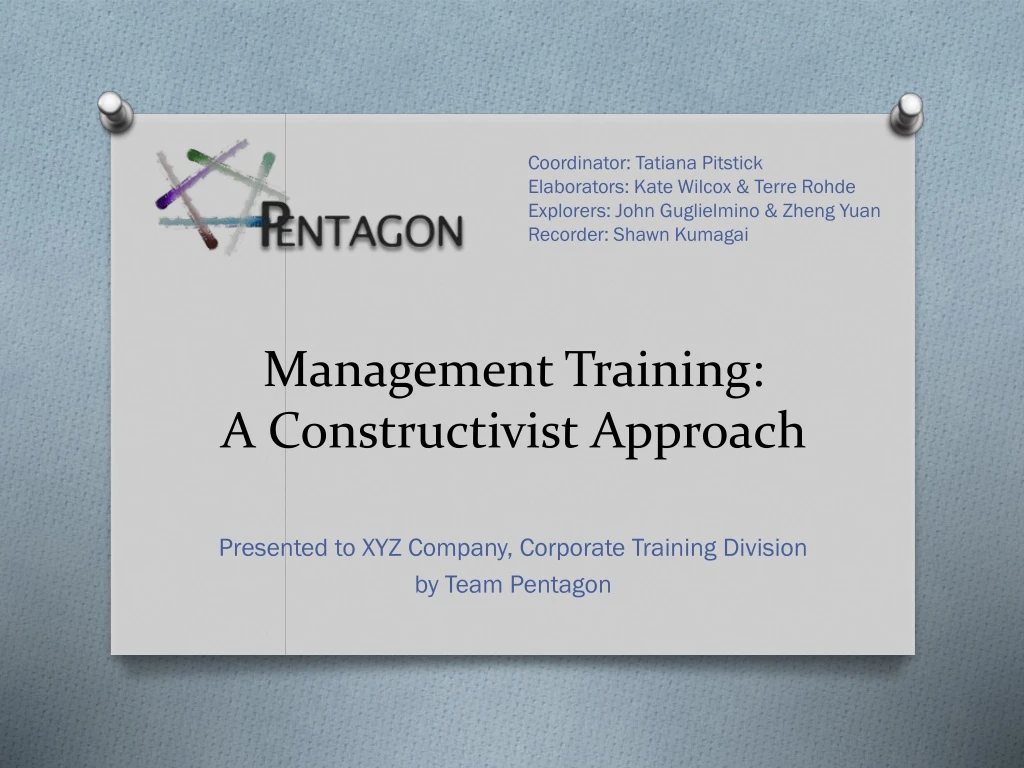 management training a constructivist approach