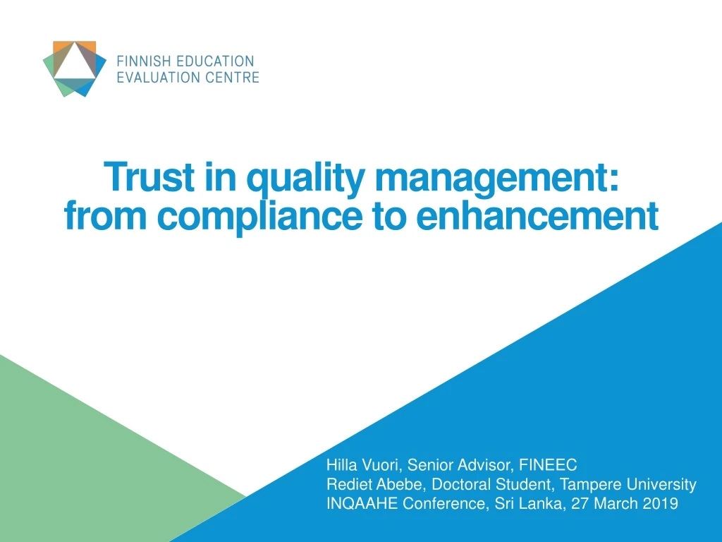 trust in quality management from compliance to enhancement