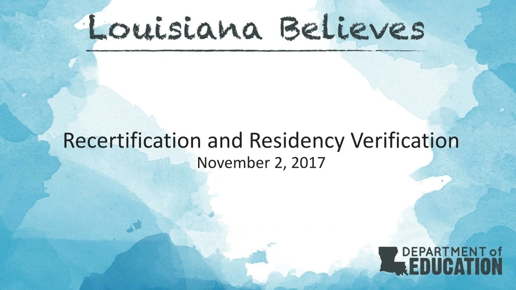 recertification and residency verification november 2 2017