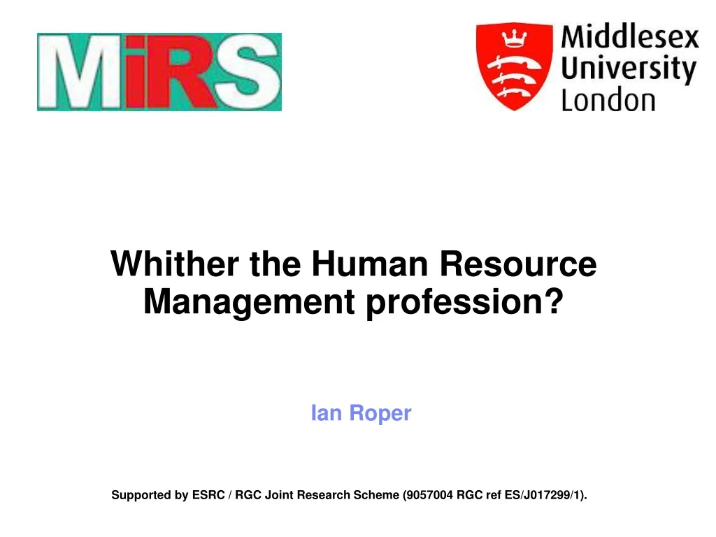 whither the human r esource m anagement profession