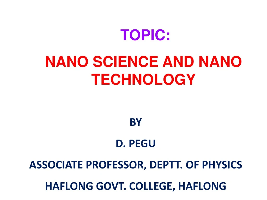 topic nano science and nano technology