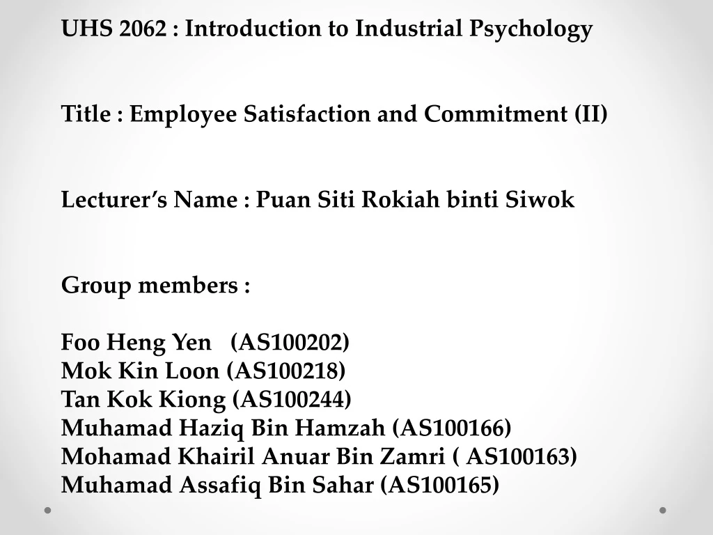 uhs 2062 introduction to i ndustrial psychology