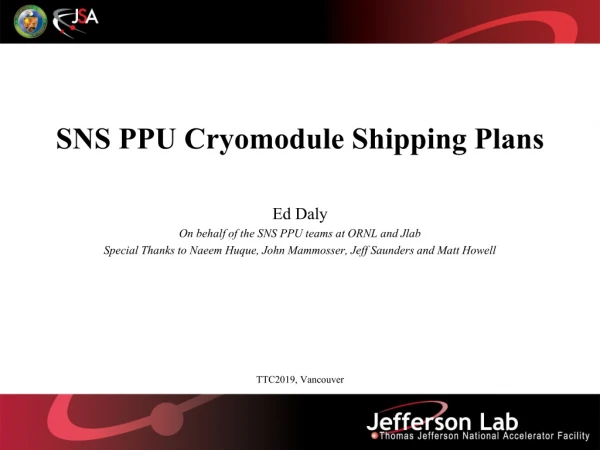 SNS PPU Cryomodule Shipping Plans