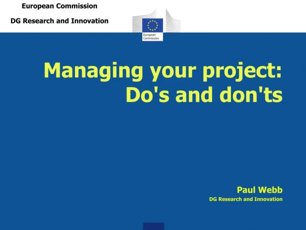 Managing your project: Do's and don'ts
