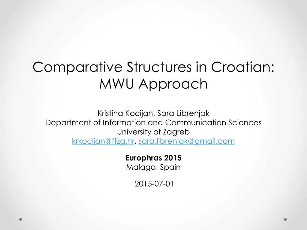 comparative structures in croatian mwu approach