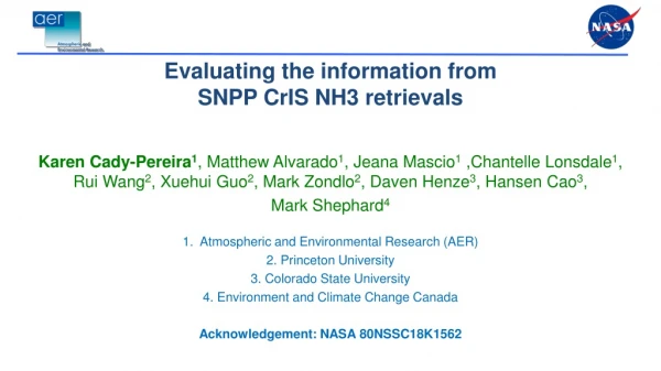 Evaluating the information from SNPP CrIS NH3 retrievals