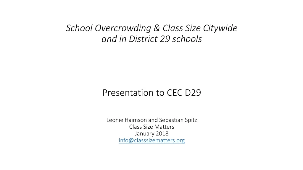 school overcrowding class size citywide