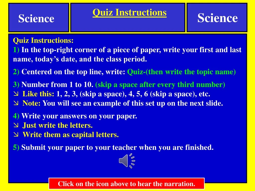 quiz instructions