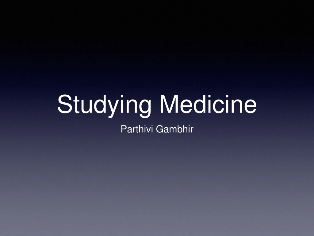 studying medicine