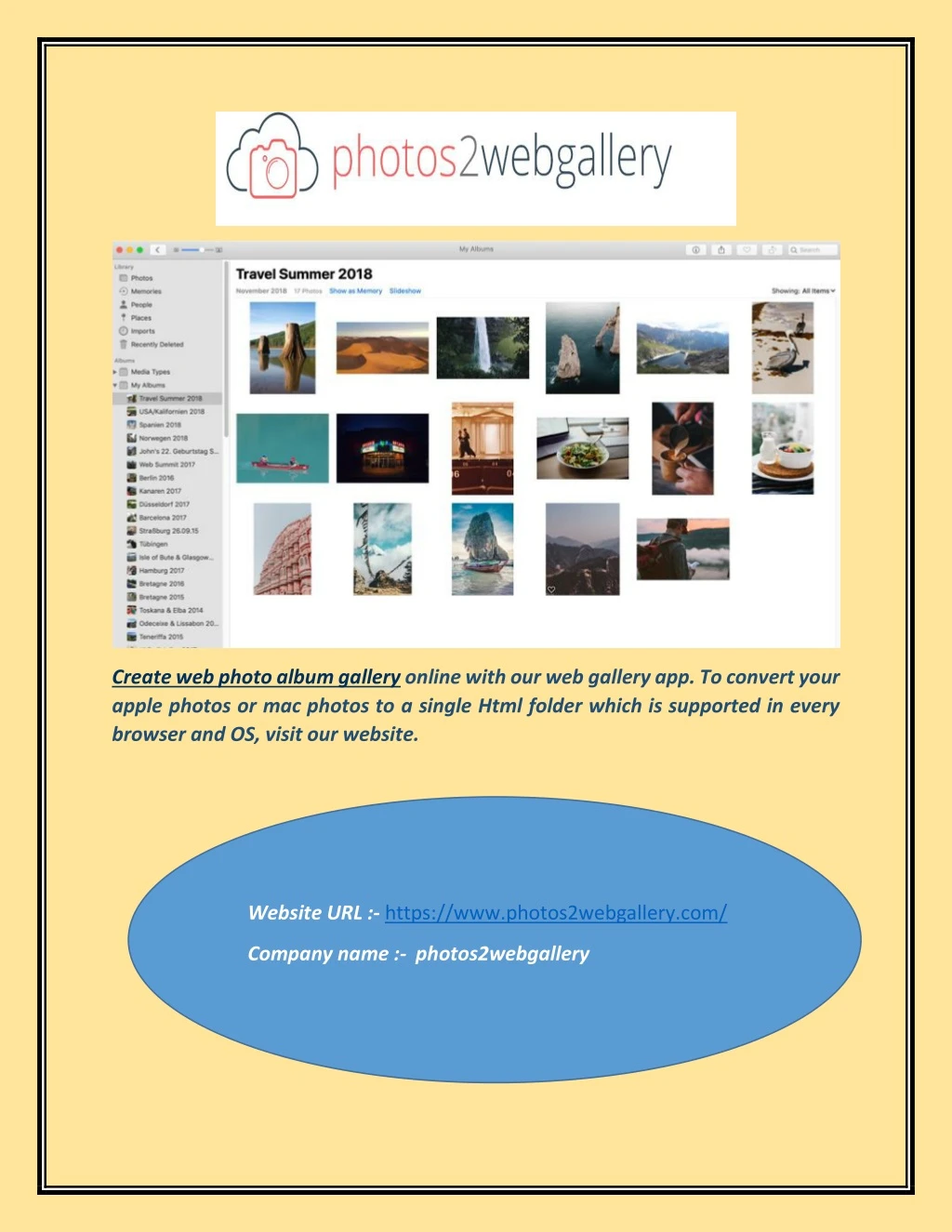 create web photo album gallery online with