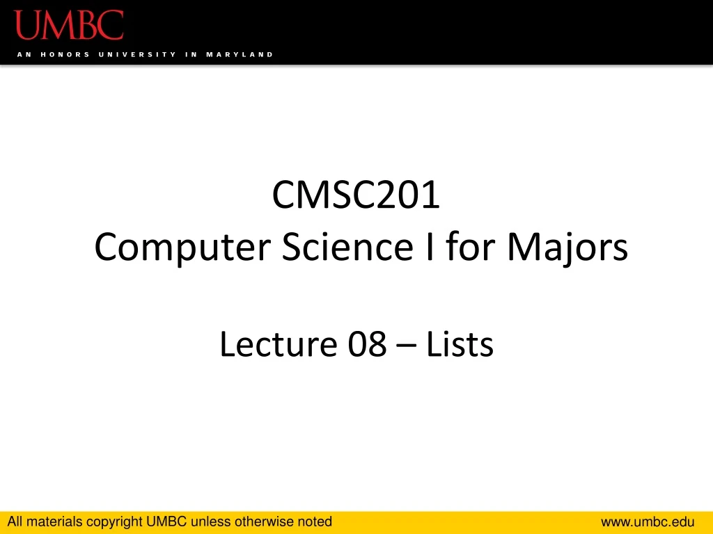 cmsc201 computer science i for majors lecture 08 lists