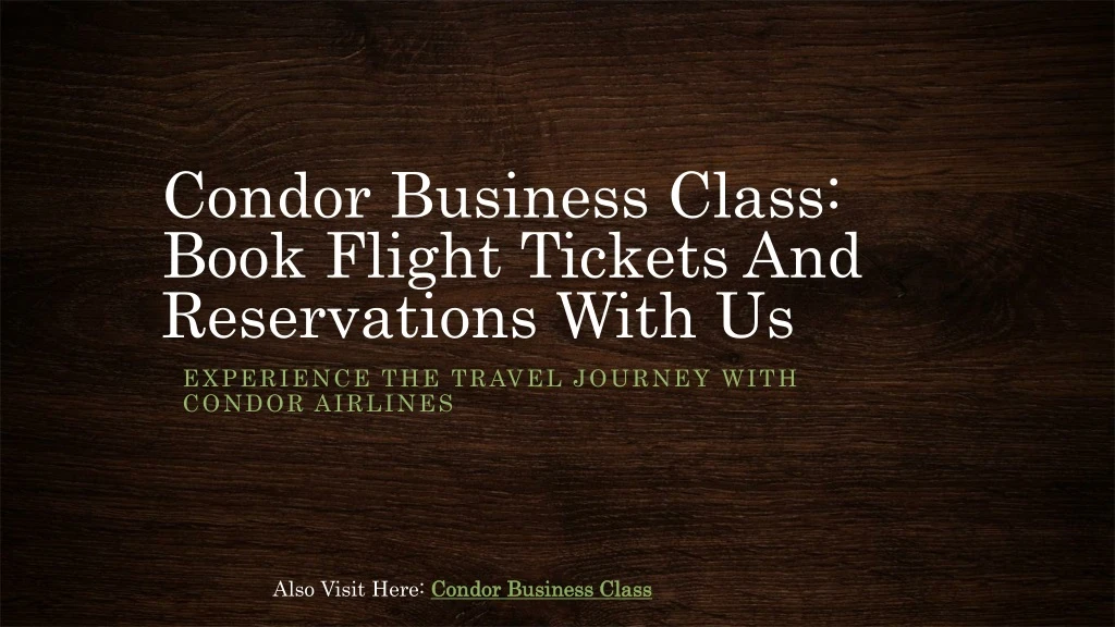 condor business class book flight tickets and reservations with us