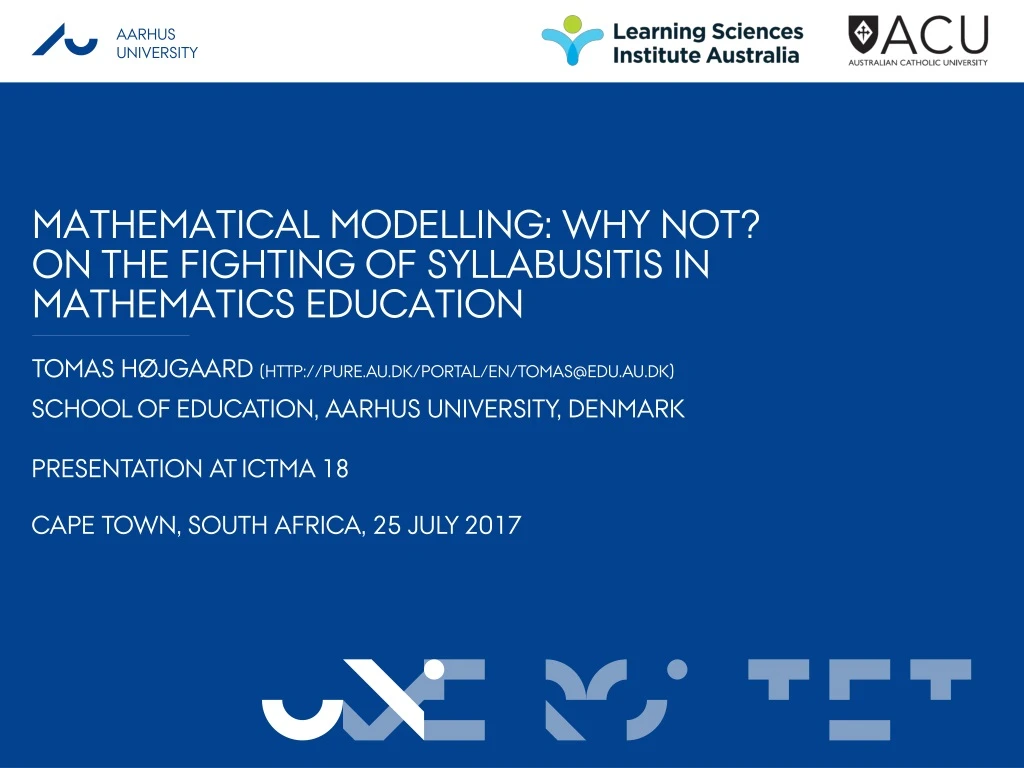 mathematical modelling why not on the fighting of syllabusitis in mathematics education