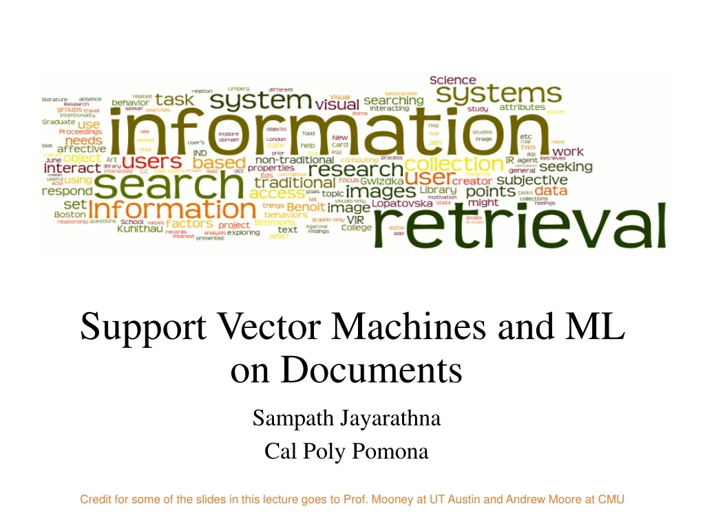 support vector machines and ml on documents