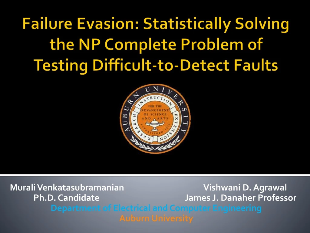 failure evasion statistically solving the np complete problem of testing difficult to detect faults