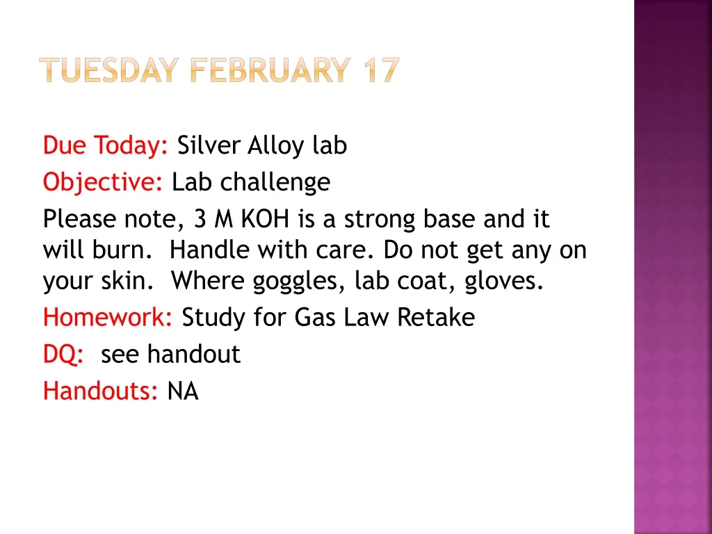 tuesday february 17