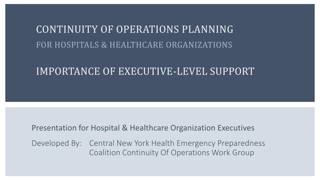 continuity of operations planning for hospitals