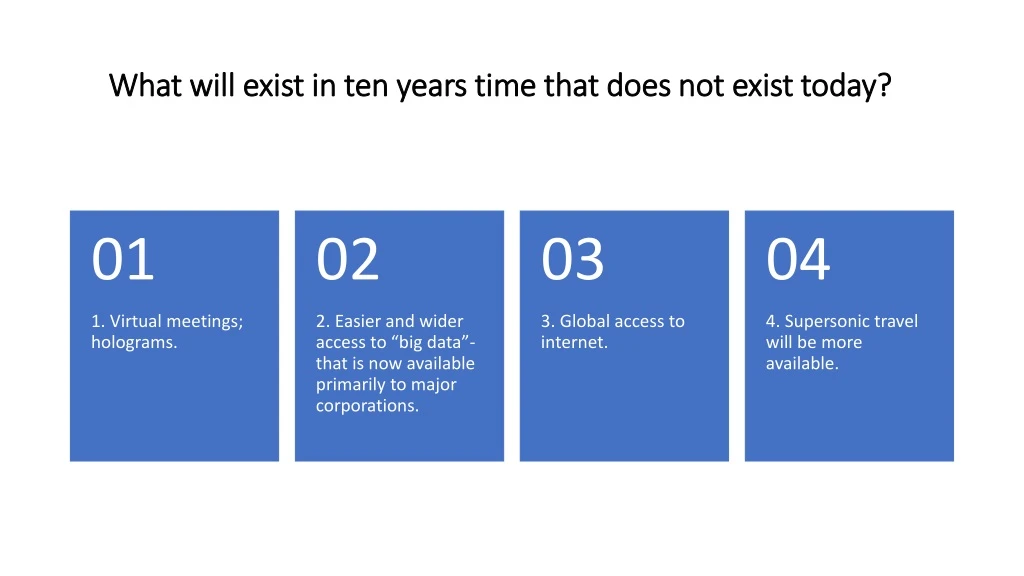 what will exist in ten years time that does not exist today