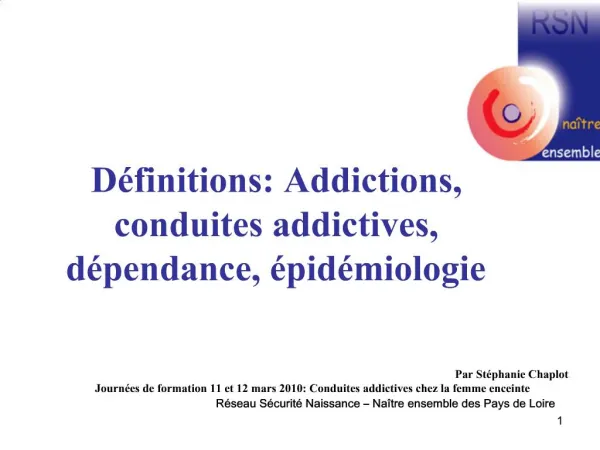 D finitions: Addictions, conduites addictives, d pendance, pid miologie