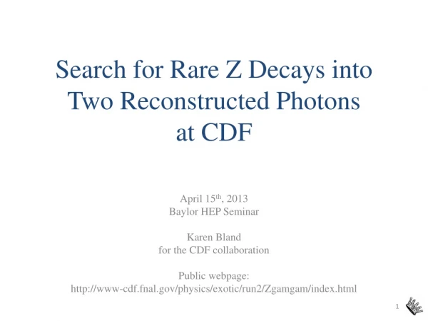 Search for Rare Z Decays into Two Reconstructed Photons at CDF