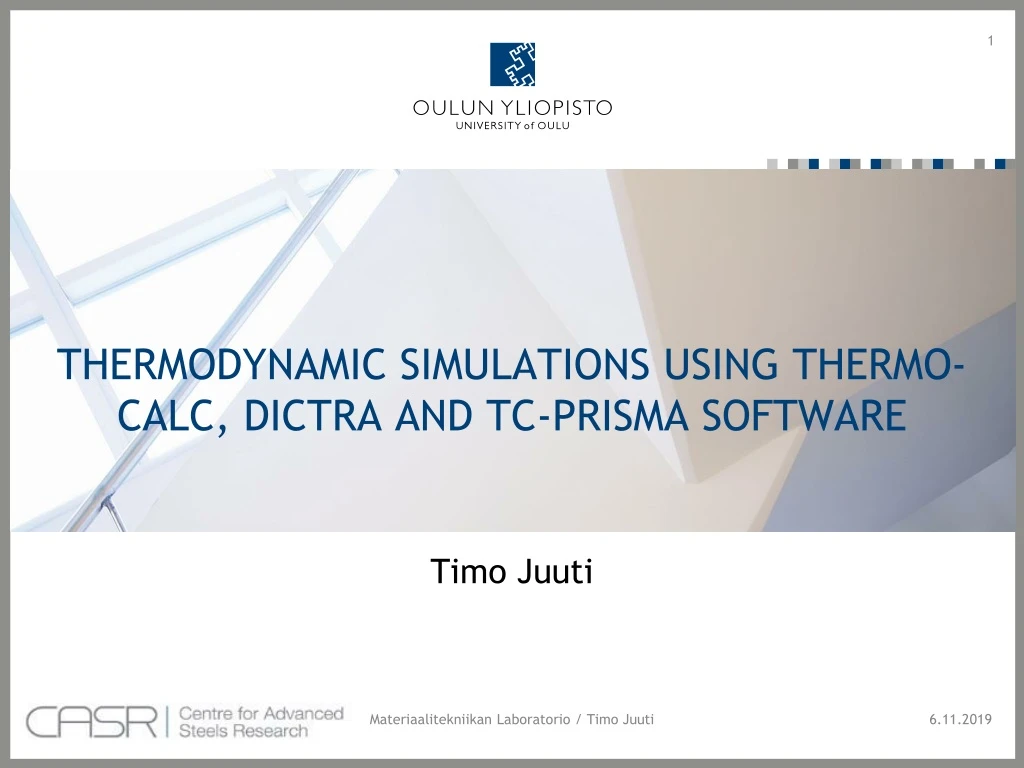 thermodynamic simulations using thermo calc dictra and tc prisma software