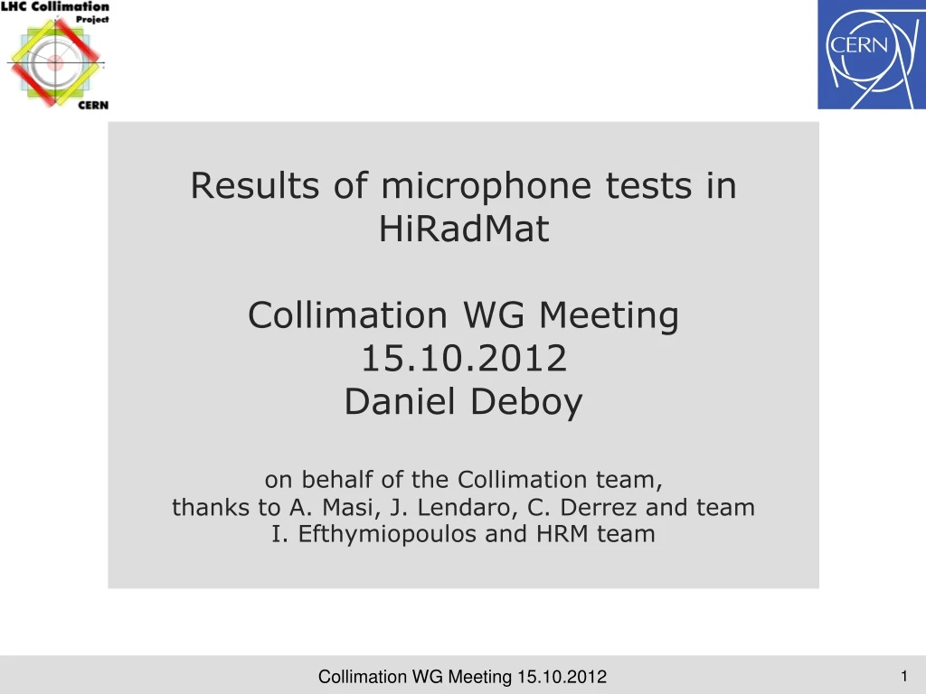 results of microphone tests in hiradmat