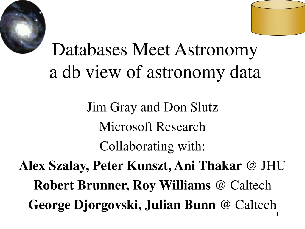 databases meet astronomy a db view of astronomy data