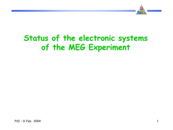 Status of the electronic systems of the MEG Experiment