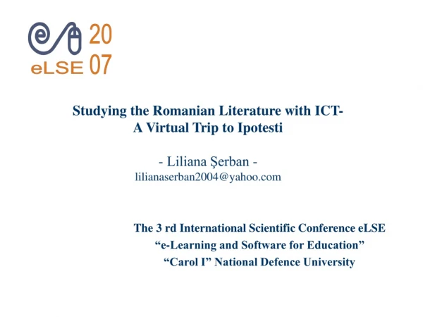The 3 rd International Scientific Conference eLSE “e-Learning and Software for Education”