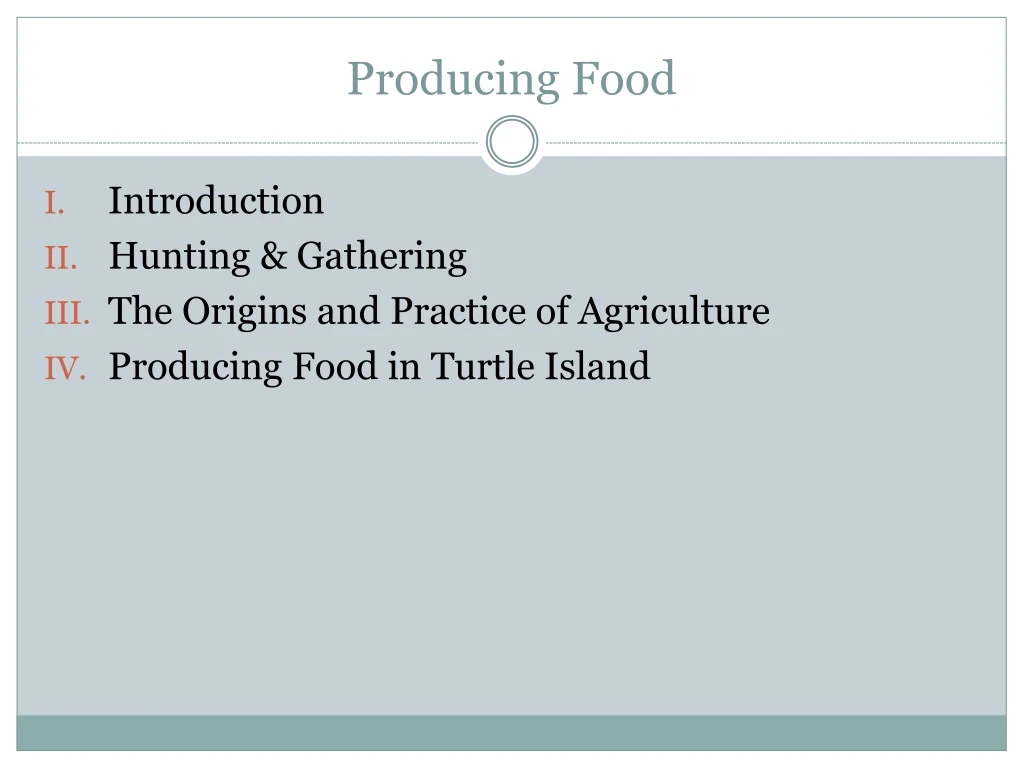 producing food