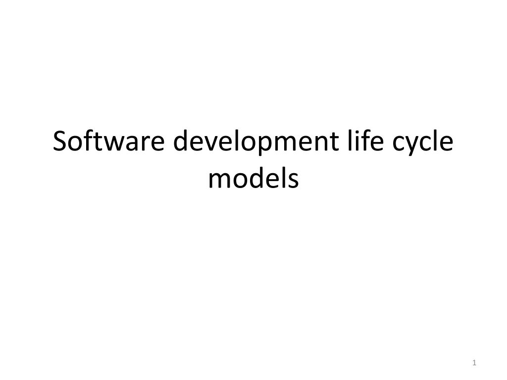 software development life cycle models