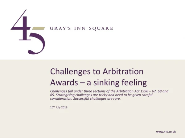 Challenges to Arbitration Awards – a sinking feeling
