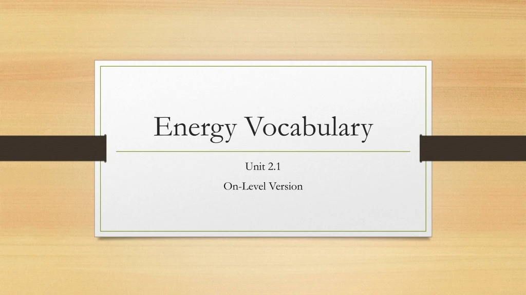 energy vocabulary