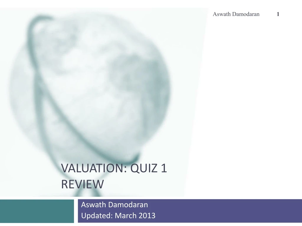 valuation quiz 1 review