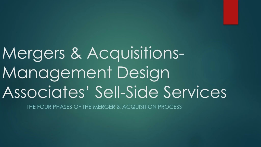 mergers acquisitions management design associates sell side services