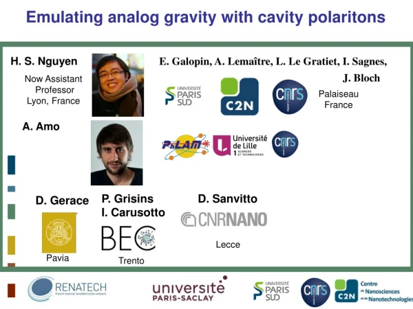 Emulating analog gravity with cavity polaritons