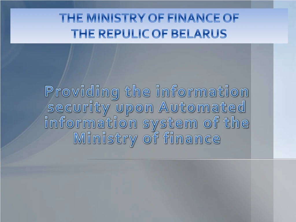 the ministry of finance of the repulic of belarus