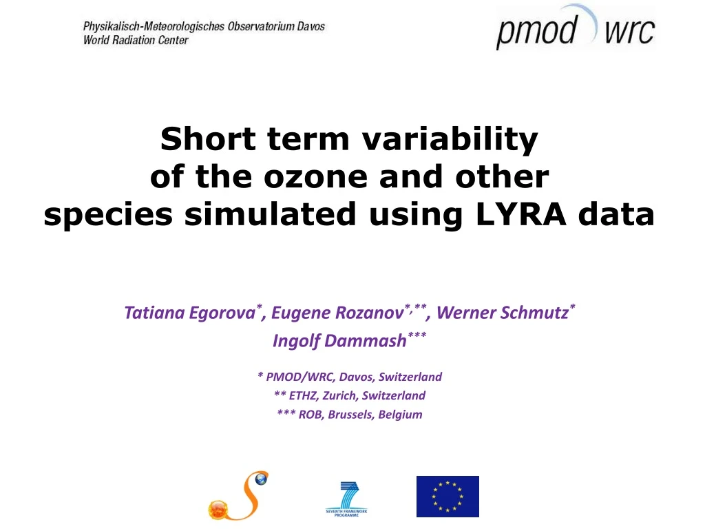 short term variability of the ozone and other