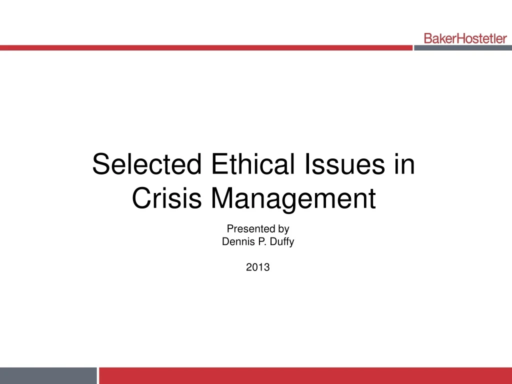 selected ethical issues in crisis management