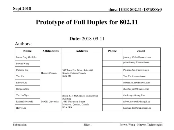 Prototype of Full Duplex for 802.11