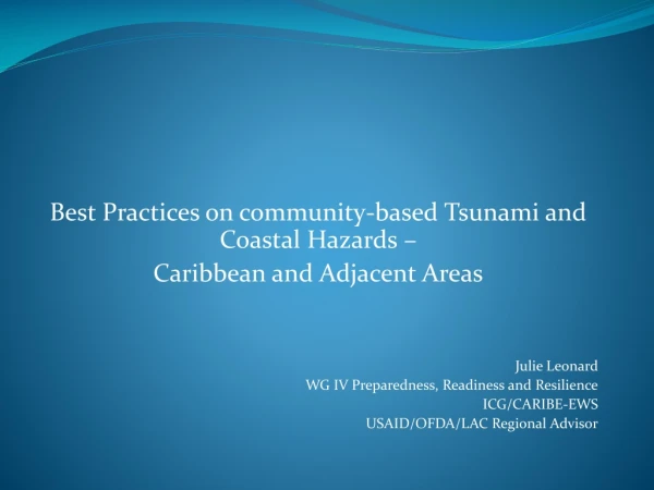 Best Practices on community-based Tsunami and Coastal Hazards – Caribbean and Adjacent Areas