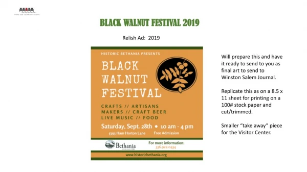 BLACK WALNUT FESTIVAL 2019