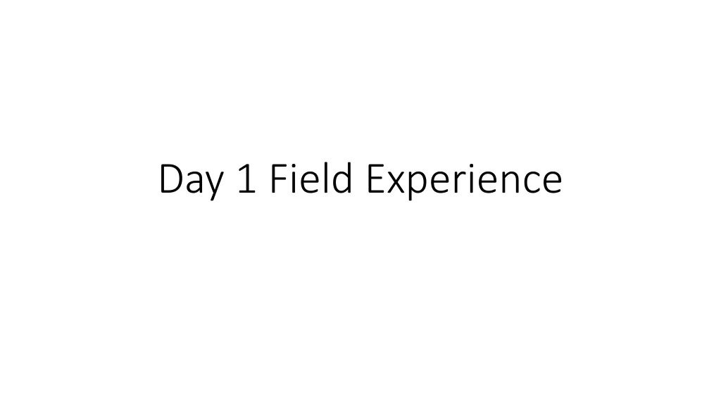 day 1 field experience