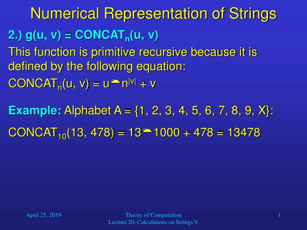 numerical representation of strings