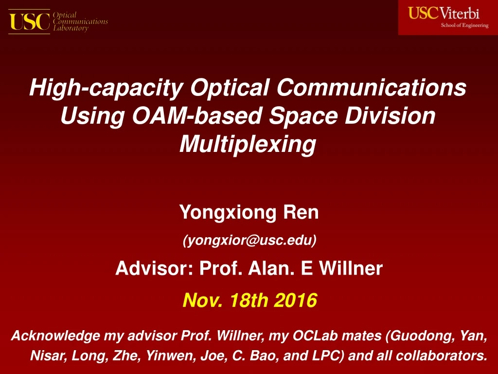 high capacity optical communications using