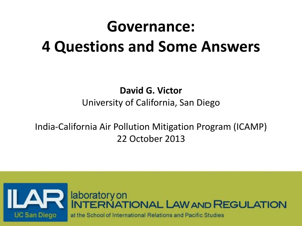 governance 4 questions and some answers david