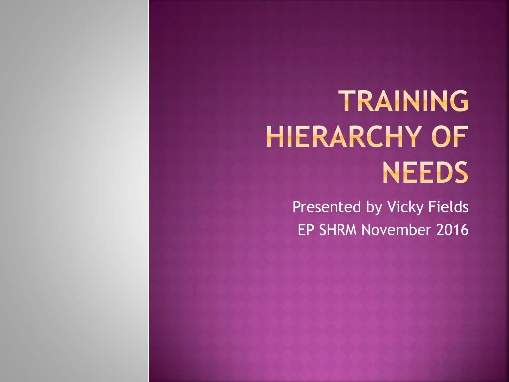 training hierarchy of needs