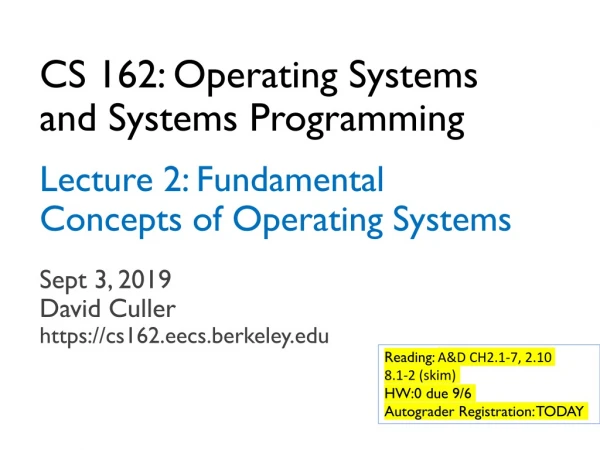 CS 162: Operating Systems and Systems Programming