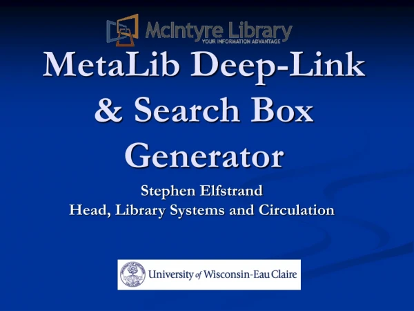 MetaLib Deep-Link &amp; Search Box Generator